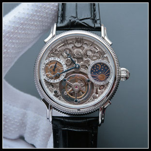 パテックフィリップ メンズ 42mm シースルーバック 手巻き式腕時計