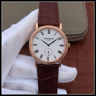パテックフィリップ メンズ 38mm シースルーバック 手巻き式腕時計