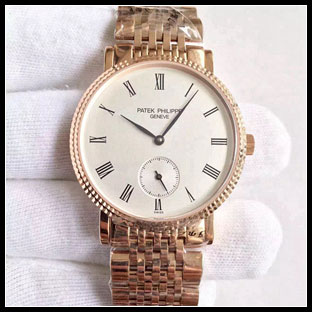 パテックフィリップ メンズ 36mm シースルーバック 手巻き式腕時計