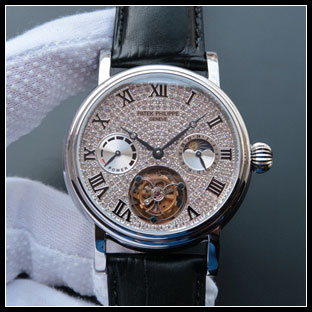 パテックフィリップ メンズ 42mm シースルーバック 自動巻き腕時計