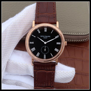 パテックフィリップ メンズ 38mm シースルーバック 手巻き式腕時計