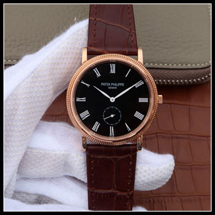 パテックフィリップ メンズ 38mm シースルーバック 手巻き式腕時計
