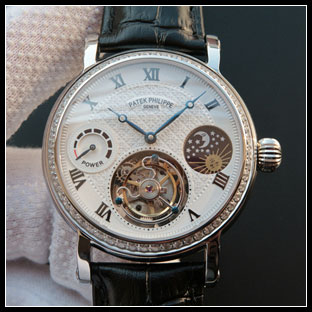 パテックフィリップ メンズ 42mm シースルーバック腕時計