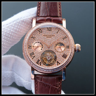 パテックフィリップ メンズ 42mm シースルーバック 自動巻き腕時計