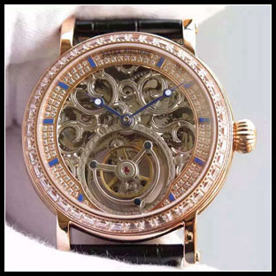 パテックフィリップ メンズ 42mm シースルーバック 手巻き式腕時計