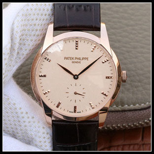 パテックフィリップ メンズ 38mm シースルーバック 手巻き式腕時計 7122R-001