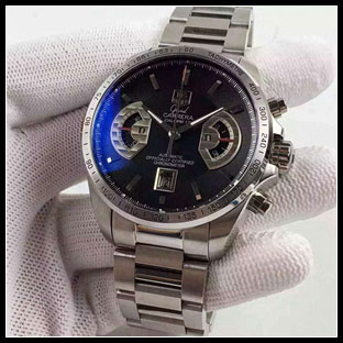 タグホイヤー メンズ 43mm シースルーバック 自動巻き腕時計