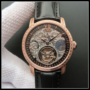 ヴァシュロンコンスタン メンズ 42mm シースルーバック 手巻き式腕時計
