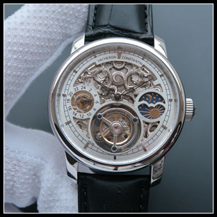 ヴァシュロンコンスタン メンズ 42mm シースルーバック 手巻き式腕時計