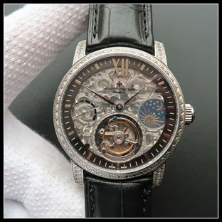 ヴァシュロンコンスタン メンズ 42mm シースルーバック 手巻き式腕時計