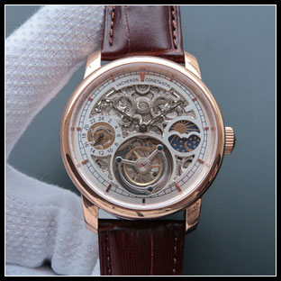 ヴァシュロンコンスタン メンズ 42mm シースルーバック 手巻き式腕時計