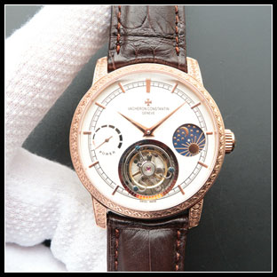 ヴァシュロンコンスタン メンズ 42mm シースルーバック 手巻き式腕時計