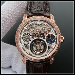 ヴァシュロンコンスタン メンズ 42mm シースルーバック 手巻き式腕時計