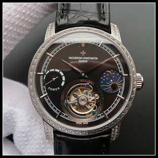 ヴァシュロンコンスタン メンズ 42mm シースルーバック 手巻き式腕時計