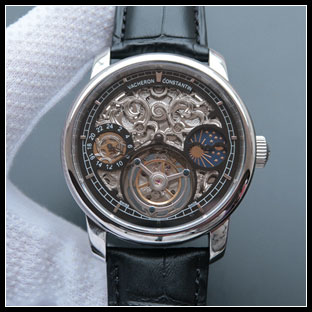 ヴァシュロンコンスタン メンズ 42mm シースルーバック 手巻き式腕時計