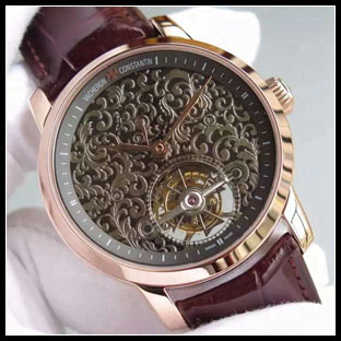 ヴァシュロンコンスタン メンズ 42mm シースルーバック 手巻き式腕時計